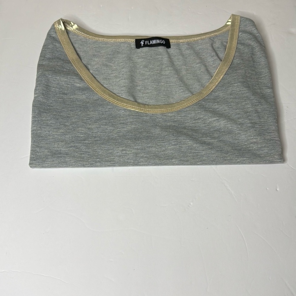 Heather Gray and Gold Crop Tank Top Sleeveless